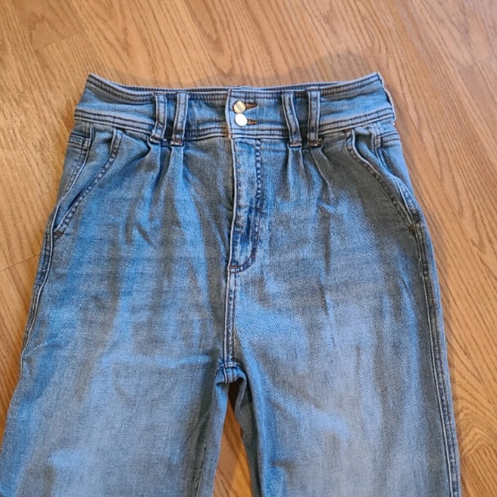 ANTHRO PILCRO LETTERPRESS DOUBLE PLEAT CROP ULTRA HIGH-RISE TROUSER JEANS sz 27 - Picture 3 of 8